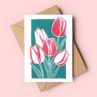 Tulip greeting card - Linocut inspired prints