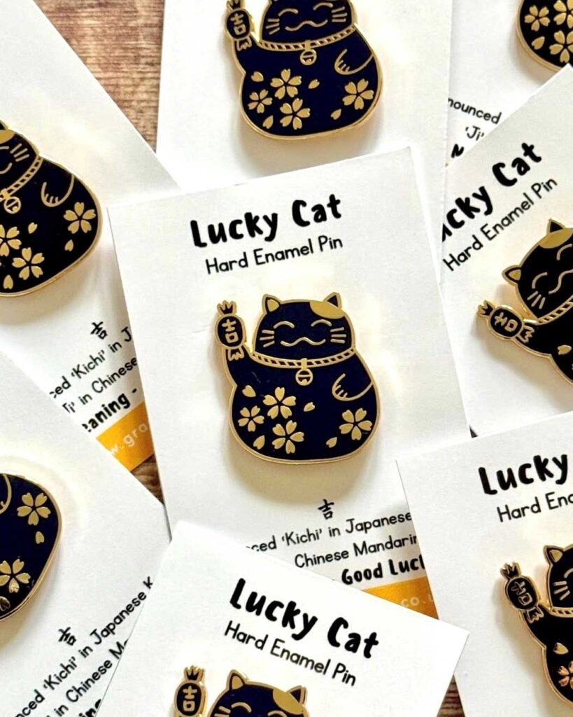 Lucky Cat hard enamel pins