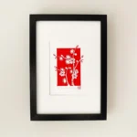 Plum blossom linocut print – botanical floral wall art by Grace Wong