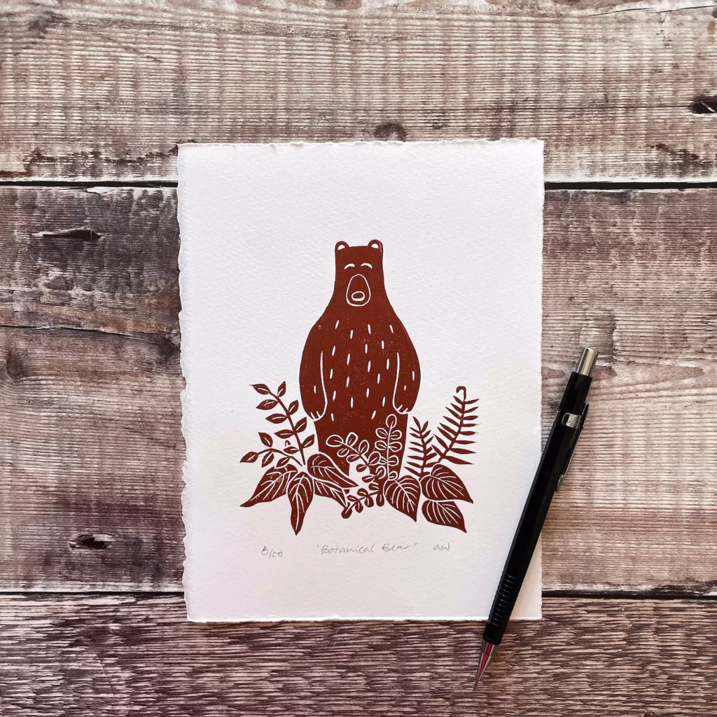 aminal lino cut prints