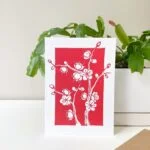 Plum blossom greeting card – botanical flower card by Grace Wong