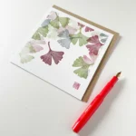 Ginkgo leaf greeting card – botanical card by Grace Wong