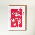 Plum blossom greeting card – botanical flower card by Grace Wong