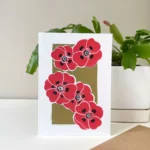 Poppy flower greeting card – botanical card by Grace Wong