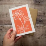Marigold greeting card – botanical flower card by Grace Wong