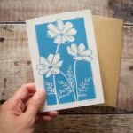 Cosmos flowers greeting card – botanical card by Grace Wong