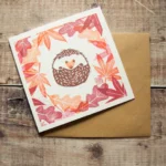 Autumn hedgehog greeting card – cute animal greeting card by Grace Wong