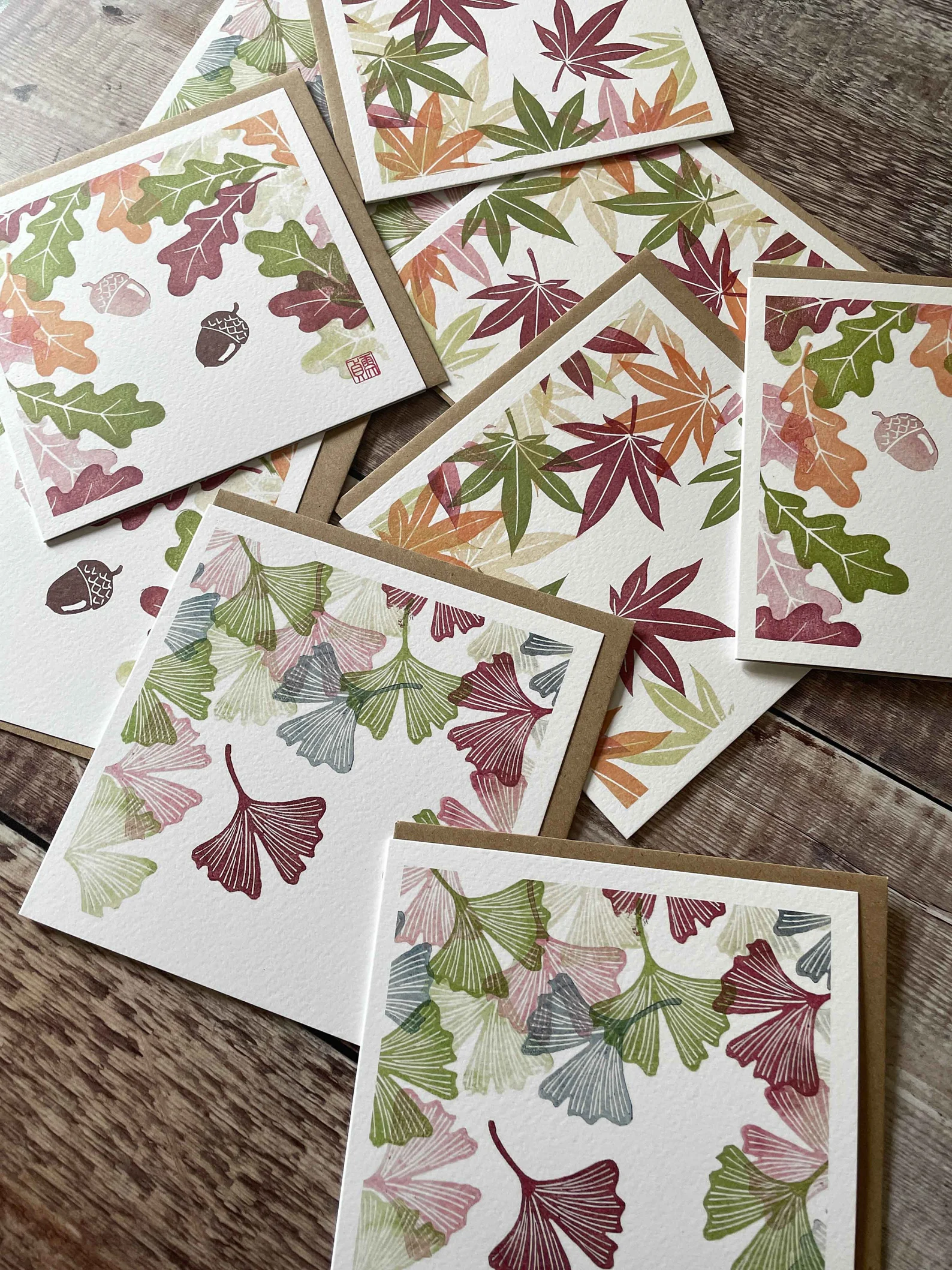 Block printed botanical art cards