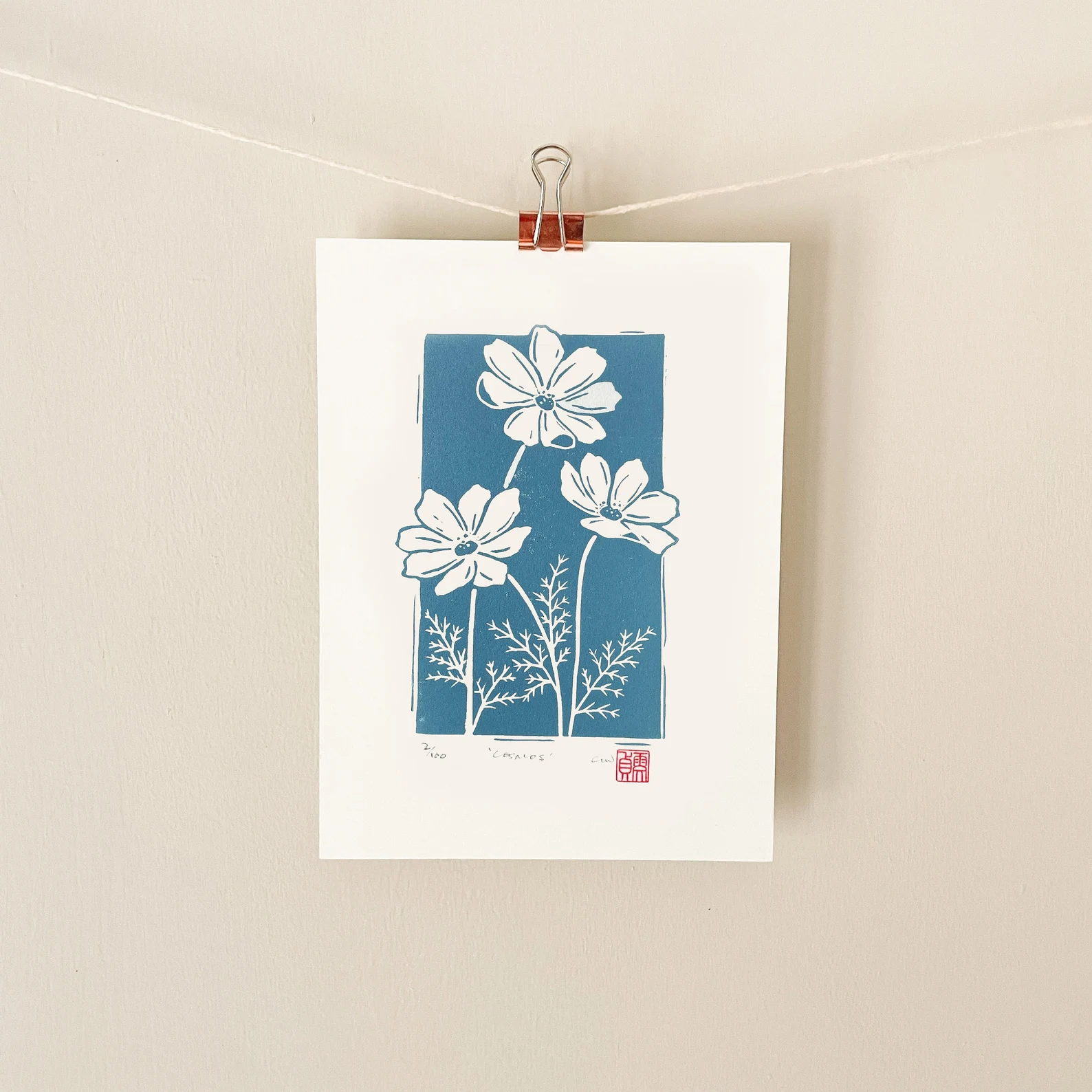 cosmos-flowers-linocut-print