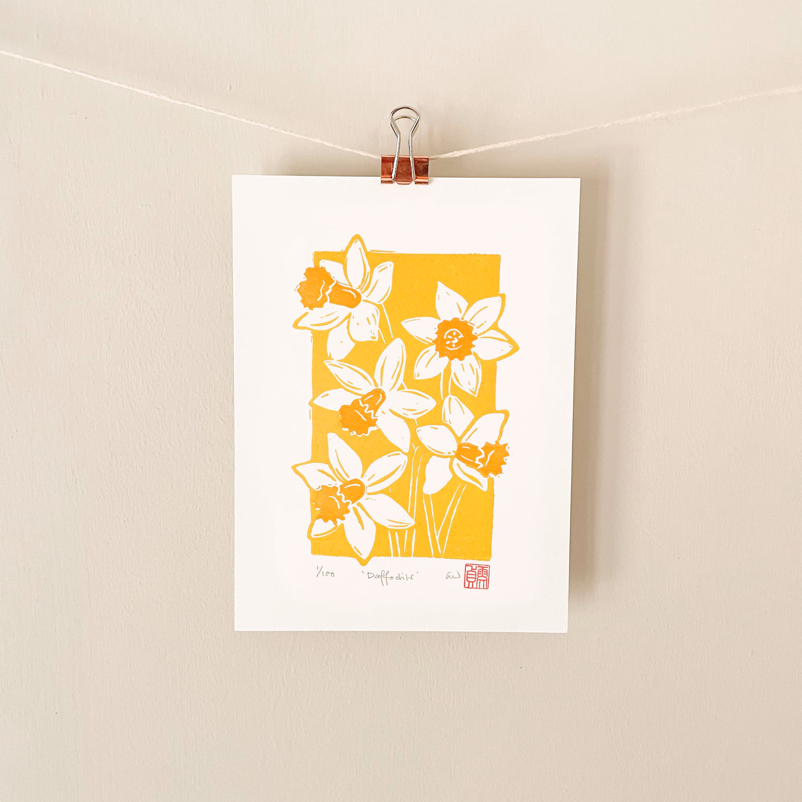daffodils-linocut-print