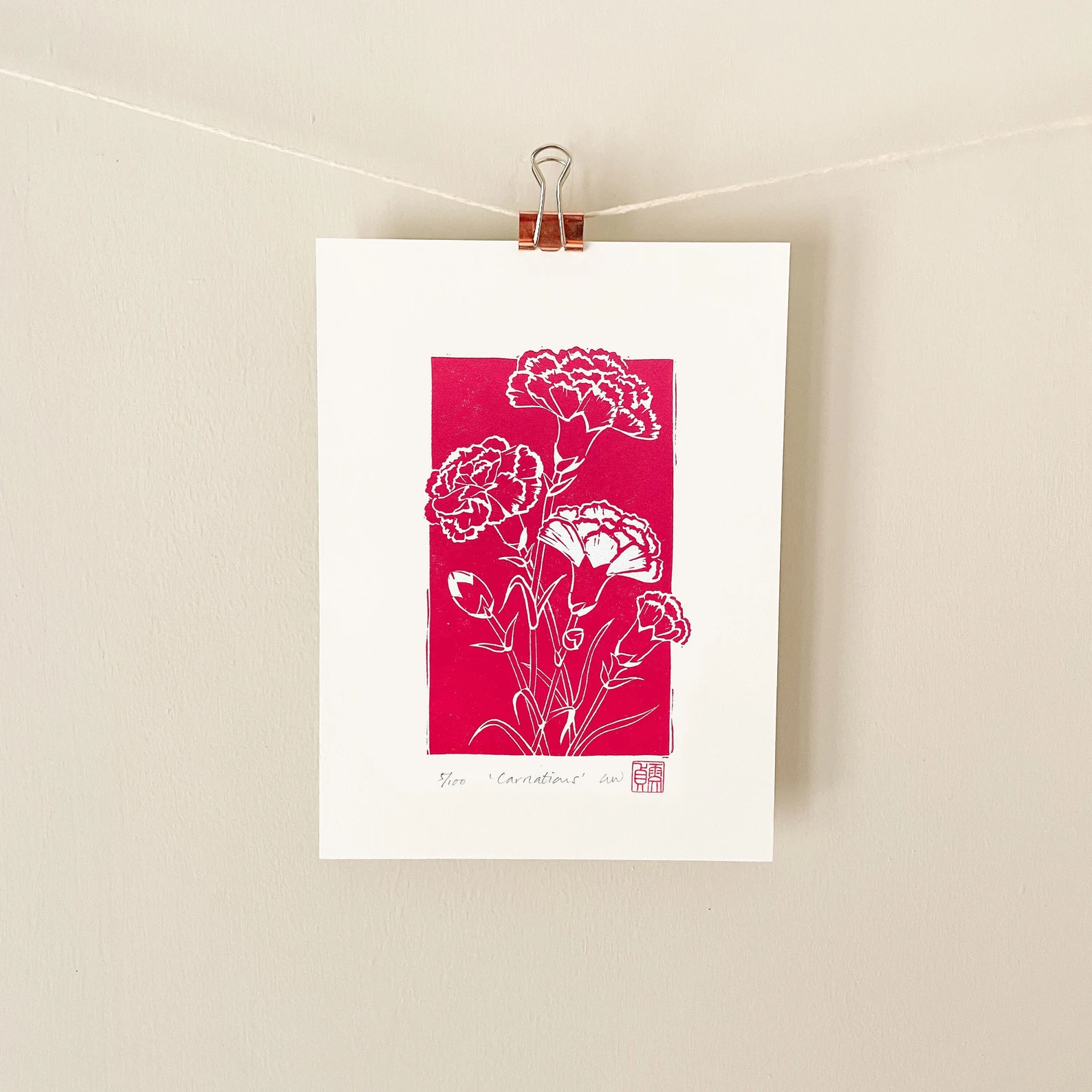 carnations-linocut-print