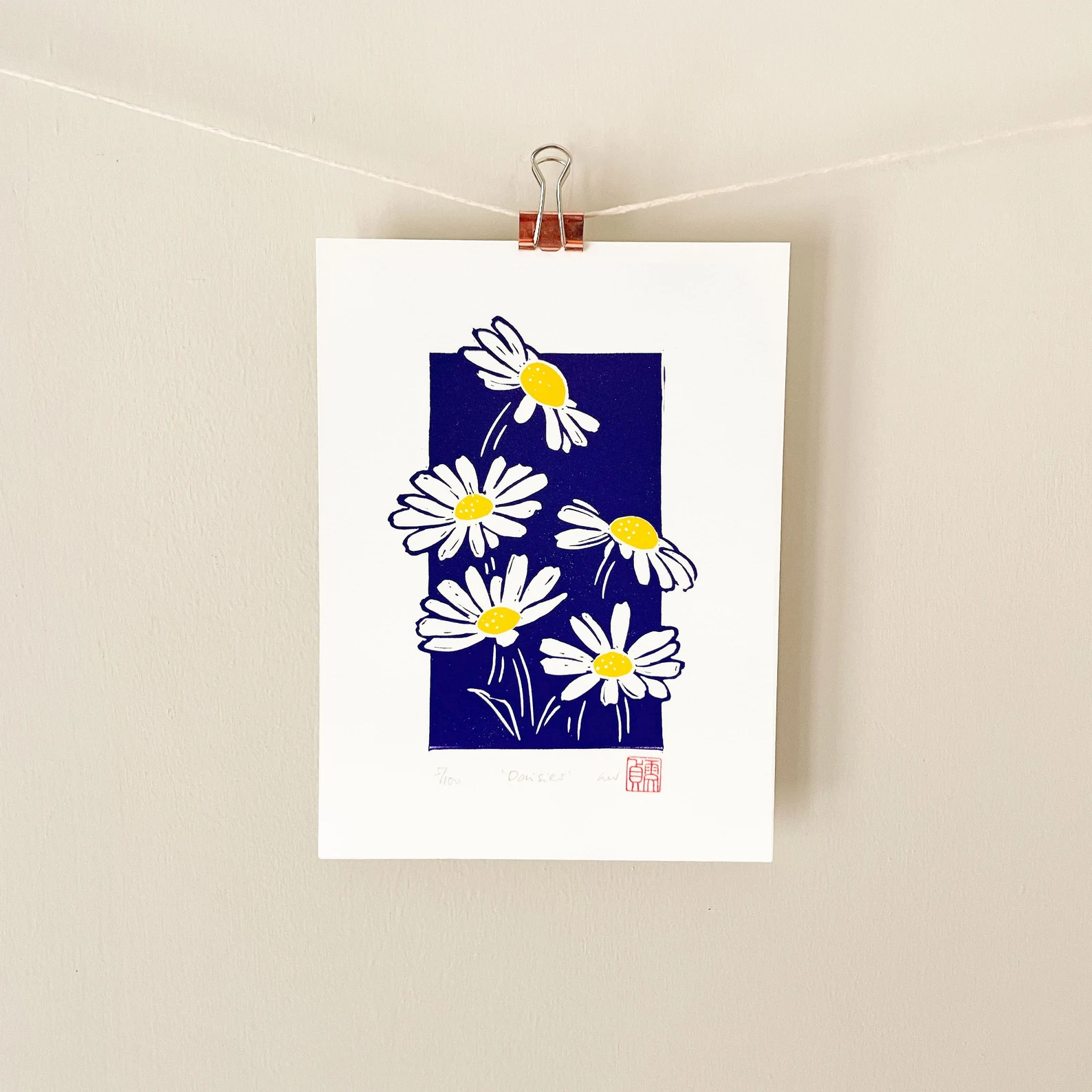 daisies-linocut-print