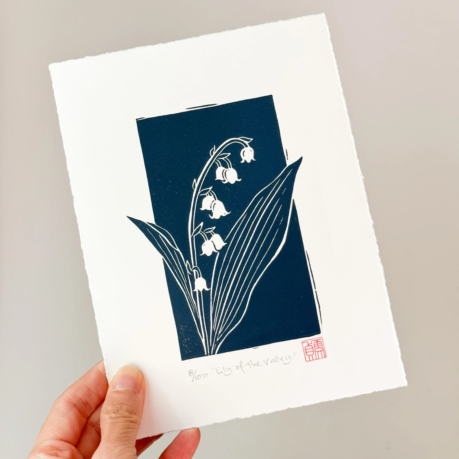 Lily of the Valley Linocut Print – May Birth Flower Art - Image 2