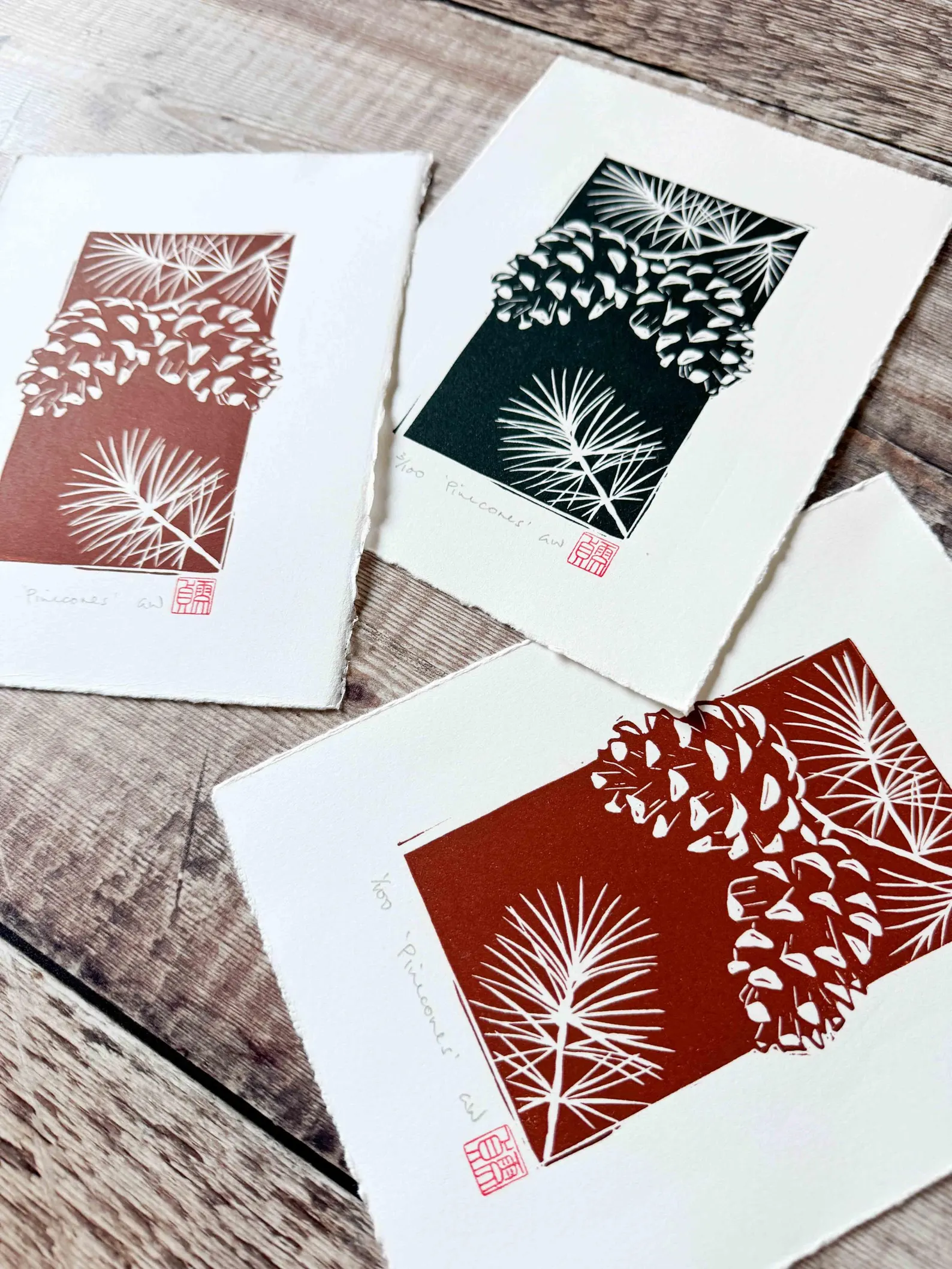Pinecones Linocut Print – Botanical Autumn Wall Art - Image 6