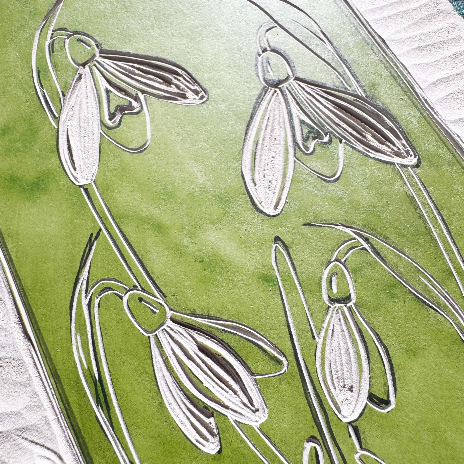 Snowdrop Linocut Print – January Birth Flower Wall Art - Image 5